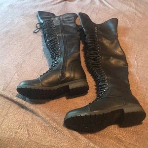 Lace up over the knee boots